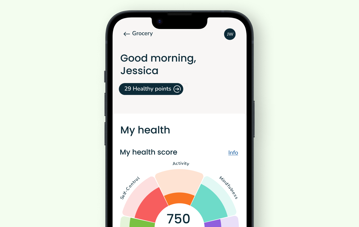 Mobile app showing my health profile for Jessica